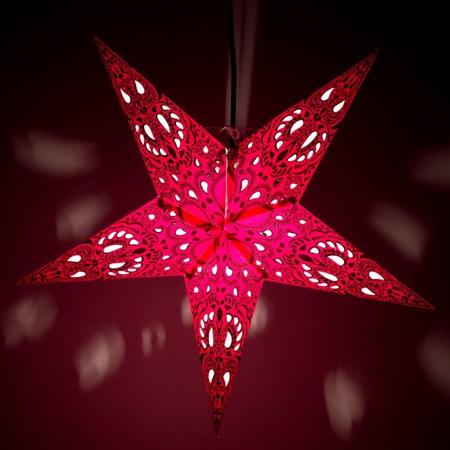 〔インドクオリティ〕星型ランプシェード - ピンクの写真