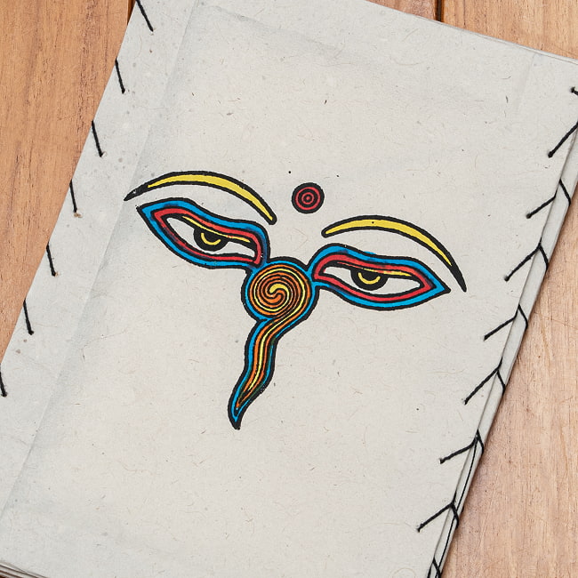 ロクタ紙 四面ランプシェード - ブッダアイ 14 - デザイン6