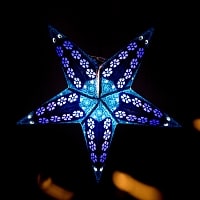 星型ランプシェード〔インドクオリティ〕 - 花柄・ブルーの商品写真
