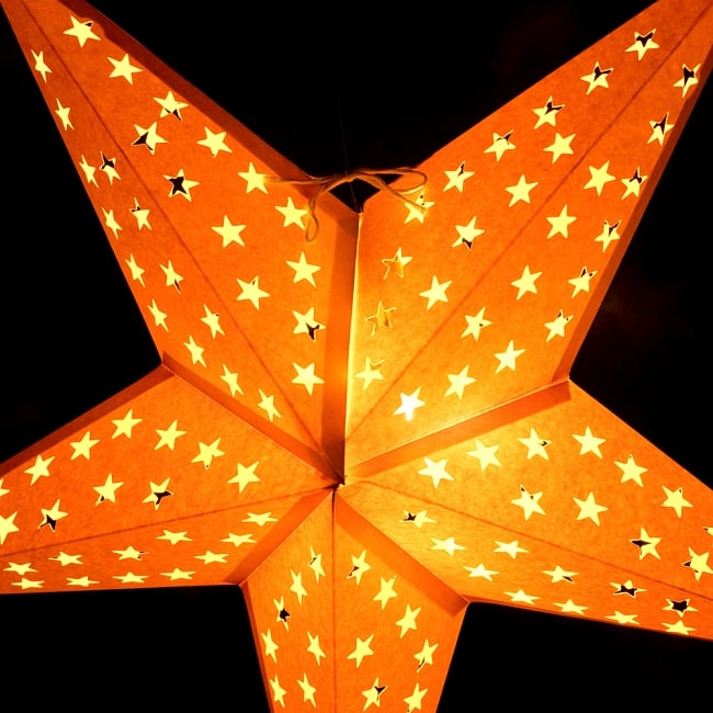 星型ランプシェード〔インドクオリティ〕 - 星空イエロー 4 - 拡大写真です