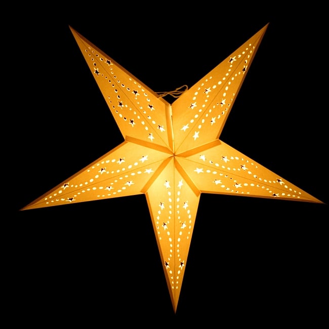 星型ランプシェード〔インドクオリティ〕 - スターホワイト 3 - 暖色クリアタイプの電球を使ってみたところです