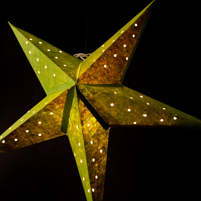 星型ランプシェード〔インドクオリティ〕 - 黄緑 4 - 拡大写真です