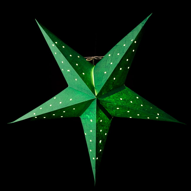 星型ランプシェード〔インドクオリティ〕 - グリーン 3 - 暖色クリアタイプの電球を使ってみたところです