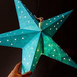 星型ランプシェード〔インドクオリティ〕 - ブルー - サブ5