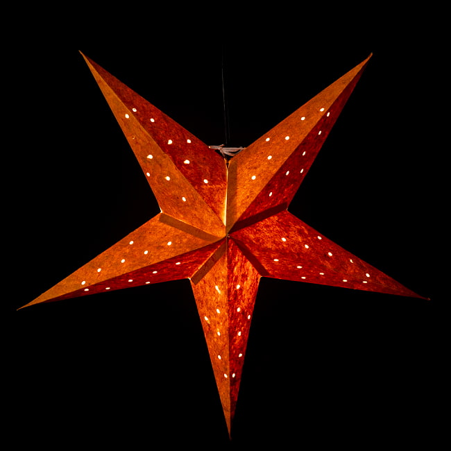 星型ランプシェード〔インドクオリティ〕 - オレンジ 3 - 暖色クリアタイプの電球を使ってみたところです
