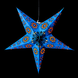 星型ランプシェード〔インドクオリティ〕 - ブルー - サブ4