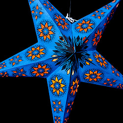 星型ランプシェード〔インドクオリティ〕 - ブルー - サブ5