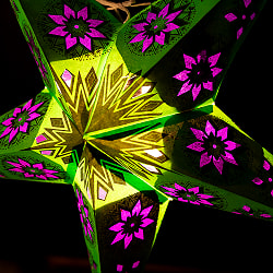 星型ランプシェード〔インドクオリティ〕 - グリーン - サブ3