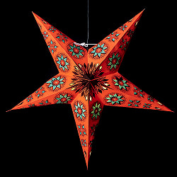 星型ランプシェード〔インドクオリティ〕 - ビビッドオレンジ - サブ4