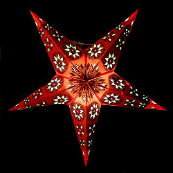 星型ランプシェード〔インドクオリティ〕 - ビビッドオレンジの商品写真
