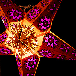 星型ランプシェード〔インドクオリティ〕 - オレンジ - サブ2