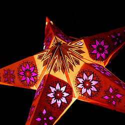 星型ランプシェード〔インドクオリティ〕 - オレンジ - サブ3