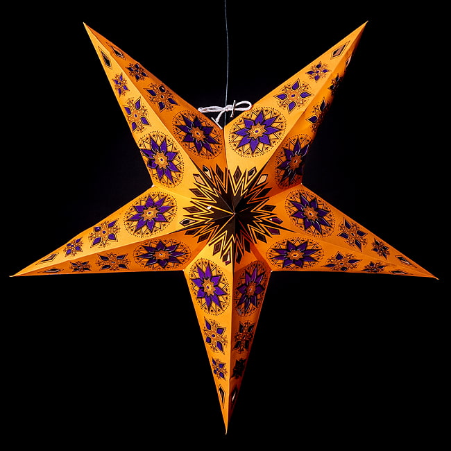 星型ランプシェード〔インドクオリティ〕 - オレンジ 4 - 明るい場所での写真です