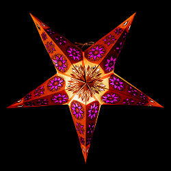 星型ランプシェード〔インドクオリティ〕 - オレンジの商品写真
