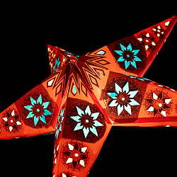 星型ランプシェード〔インドクオリティ〕 - ビビッドオレンジ - サブ3