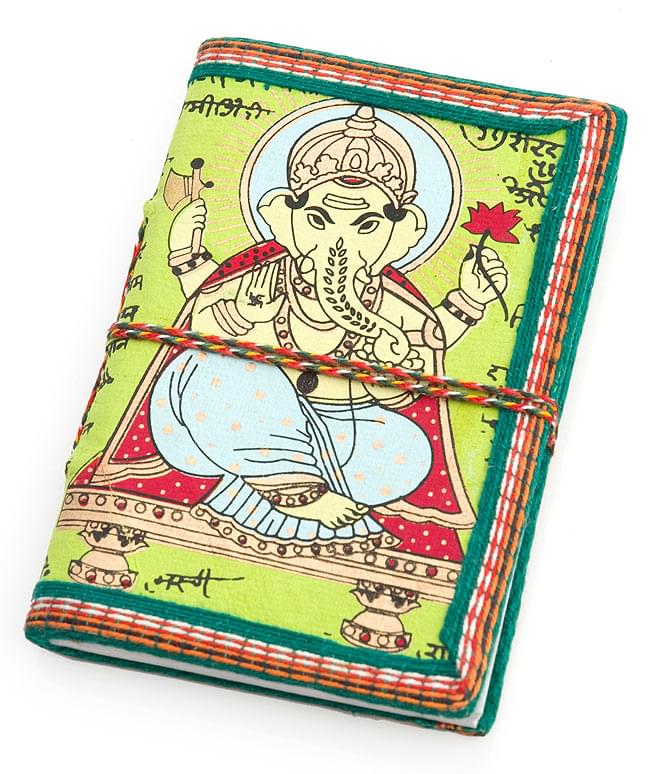 〈12.8cm×8.5cm〉インドの神様柄紙メモ帳 - ゾウの写真