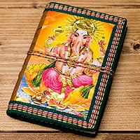〈12.8cm×8.5cm〉インドの神様柄紙メモ帳 - ガネーシャ〈黄色〉の商品写真