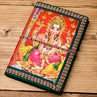 〈12.8cm×8.5cm〉インドの神様柄紙メモ帳 - ガネーシャ〈赤〉の商品写真