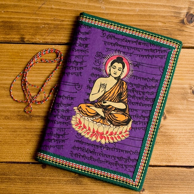 〈12.5cm×8.5cm〉【各色アソート】インドの神様柄紙メモ帳 - ブッダの写真1枚目です。インドの雰囲気たっぷり！ノートや手帳としてご使用いただけます。メモ帳,ノート,神様,手帳