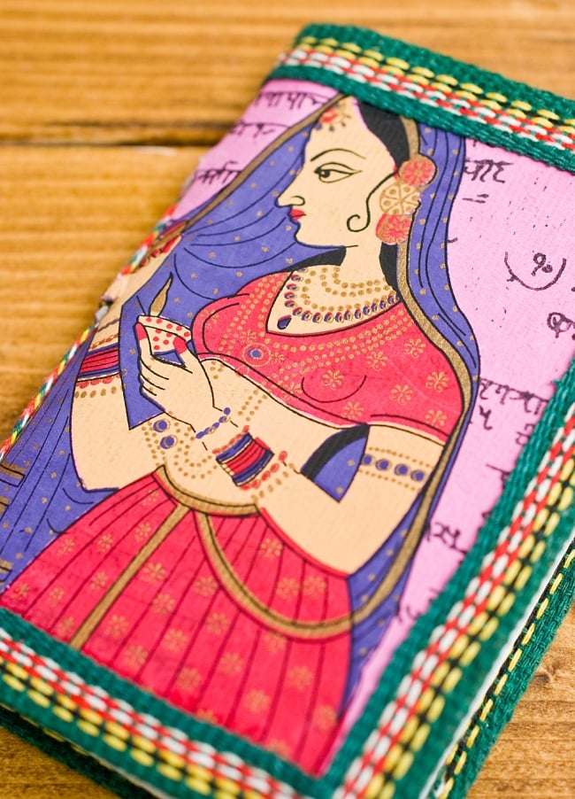〈12.8cm×8.5cm〉インドの神様柄紙メモ帳 - ムガル女性画 3 - 拡大写真です