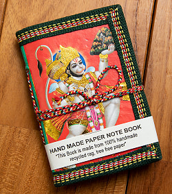 〈12.5cm×8.5cm〉【各色アソート】インドの神様柄紙メモ帳 - ハヌマーンの商品写真