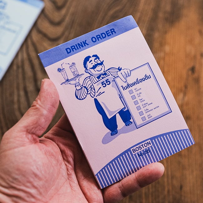 タイの注文票 メモ帳やTODOリストに！ ドリンク表 11 - これくらいのサイズ感です。