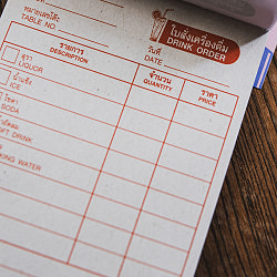 タイの注文票 メモ帳やTODOリストに！ ドリンク表 - サブ4