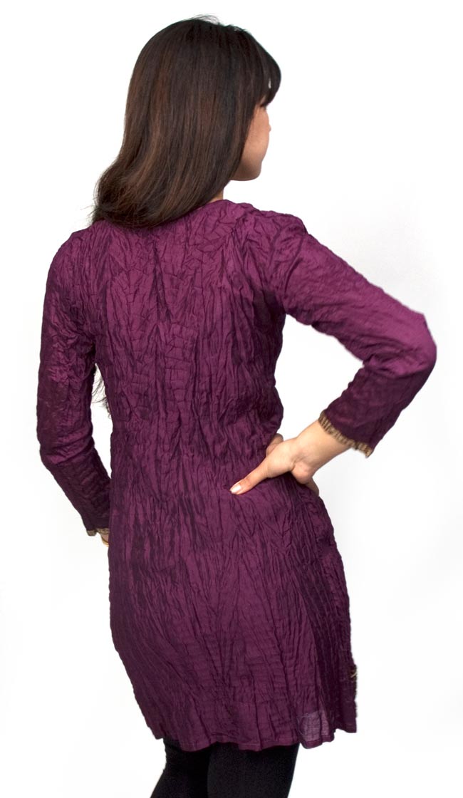 長袖クリンクルワンピース 紫 の通販 送料無料 Tirakita Com