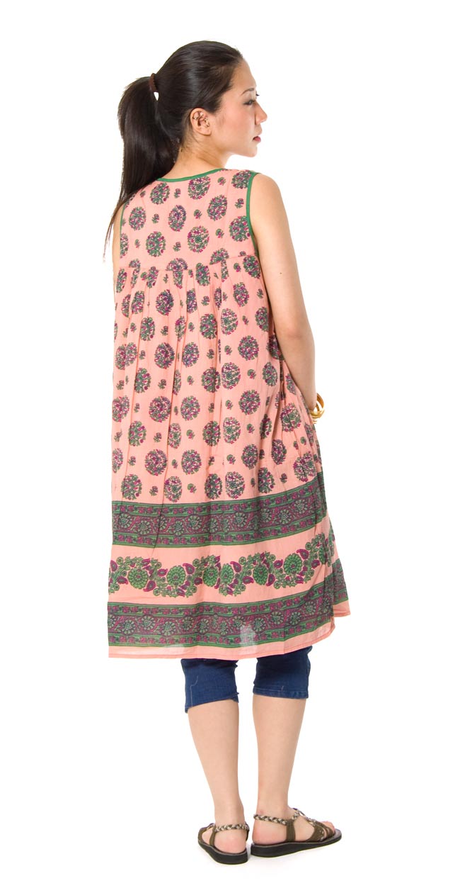 フラワープリント リボンワンピース 【サーモン】 2 - 後ろ姿はこんな感じです。