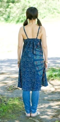 ウッドブロックプリントワンピース　【赤】 - サブ5