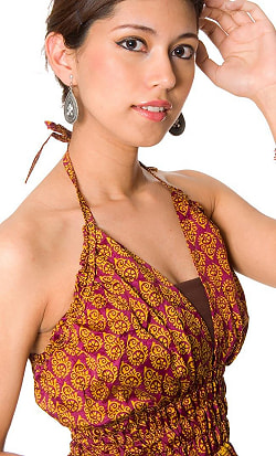 アンティークサリー ホルダーネックワンピース - サブ4