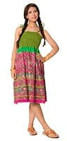 [インド品質]カッチ地方のトライバル刺繍 2WAYスカート - 緑の商品写真