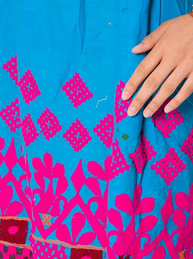 カッチ地方のトライバル刺繍 2WAYスカート - ターコイズ の通販[送料