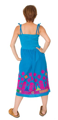 カッチ地方のトライバル刺繍 2WAYスカート - ターコイズ - サブ2