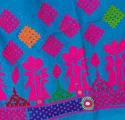 カッチ地方のトライバル刺繍 2WAYスカート - ターコイズ - サブ4