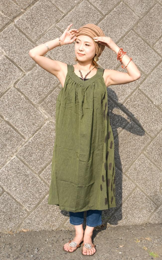 Y's 変形ワンピース　カーキ✖️ブラウン Y's 変形ワンピース カーキ✖️ブラウン ブラシペイントワンピース