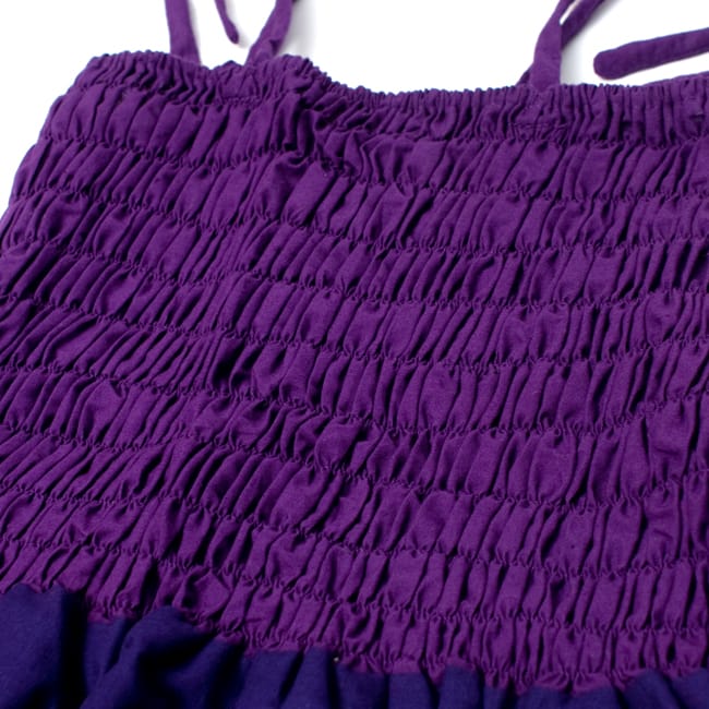 【1点物】カッチ地方のトライバル刺繍 2WAYスカート - パープル 4 - ゴムがしっかりしているので、落ちてくる心配もありません。