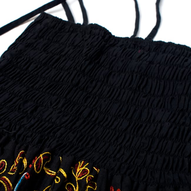 【1点物】カッチ地方のトライバル刺繍 2WAYスカート - ブラック 4 - ゴムがしっかりしているので、落ちてくる心配もありません。
