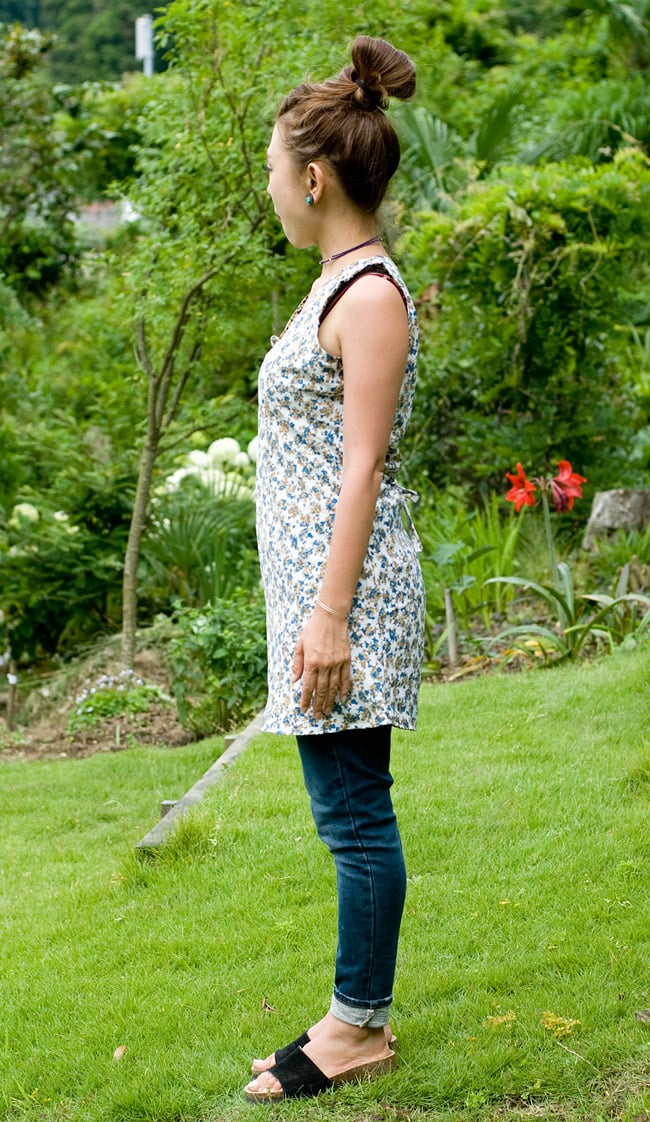 リバーシブル・オールドサリーチュニック 【ブルー系】 4 - 同デザインの横から見た姿です。