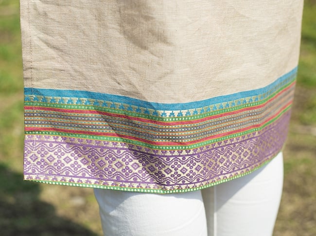 サリーボーダーのキナリクルティ 6 - 選択C：裾に飾りがついており、インドらしいアクセントがプラスされています。
