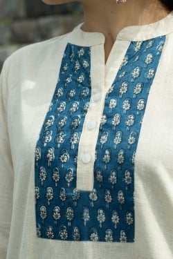 ナチュラルコットンとウッドブロックのクルティ - サブ5