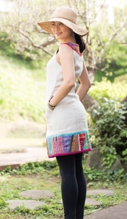 【1点もの・CHULA】モン族刺繍のワンピース ジュート生地 - サブ2