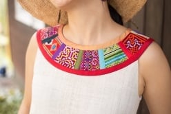 【1点もの・CHULA】モン族刺繍のワンピース ジュート生地 - サブ4