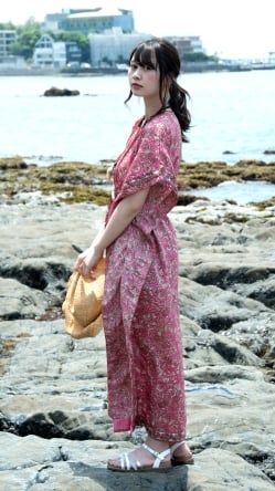 サリー生地のカフタンマキシワンピース - サブ4