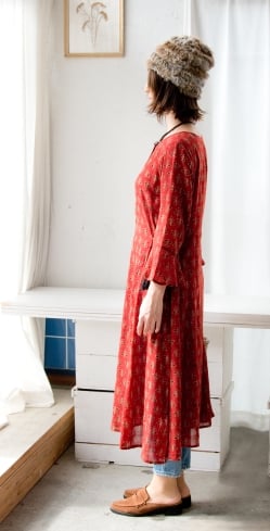 アジュラック染のベルスリーブワンピース - サブ3