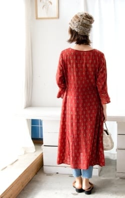 アジュラック染のベルスリーブワンピース - サブ4