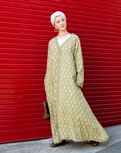 ウッドブロックプリントのワイルドワンピース - サブ2