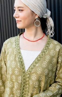 ウッドブロックプリントのワイルドワンピース - サブ5