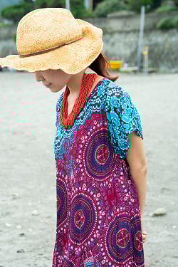 マンダラプリントの半そでラウンドワンピース - サブ3