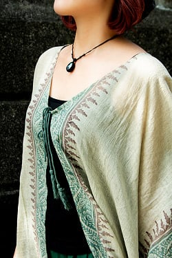 ガーゼ素材が気持ちいい フロントオープンのカフタンチュニック - サブ3